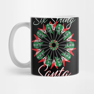 Gift for Guitarists Six String Santa Electric Guitar Wreath Gift Mug